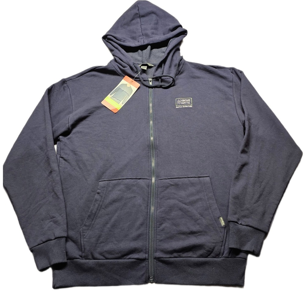 NWT Eddie Bauer Hoodie‎ Mens Medium Navy ff Venture Capital Full Zip Drawstring